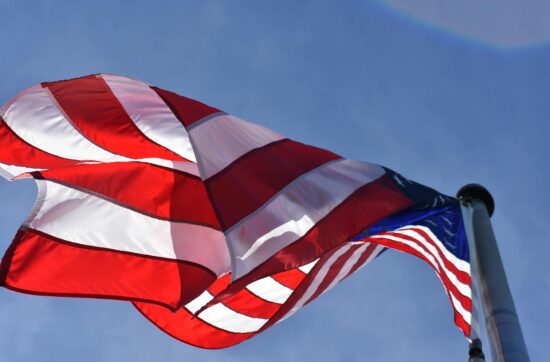 low angle photography of american flag